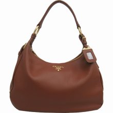 Prada BR4580 Vitello Daino Hobo Bag Coffee