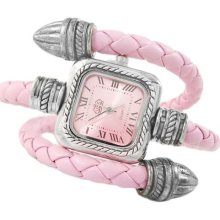 Pretty Pink Bangle Women Girls Wrist Watch Quartz Leather Like Bracelet Watch