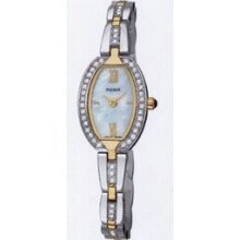 Pulsar Ladies` Crystal Collection 2 Tone Watch W/ 50 Crystals & Oval Face Pulsar Ladies` Crystal Collection 2 Tone Watch W/ 50 Crystals & Oval Face