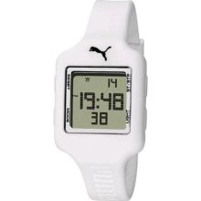 Puma Unisex Slide Strap Digital Watch (White polyurethane digital watch)