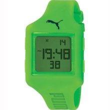 Puma Womens Time Slide Large Deep Green Multifunction Plastic Case Rubber Watch