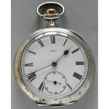 Rare Antique Silver Omega Pocket Watch, 1910`s-grand Prix Paris 1910`s