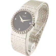 Rare Ladies Piaget 9706a6 18k White Gold Diamond Manual Mechanical Watch