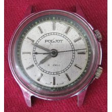 Rare Ussr Russian Mechanical Mens Wristwatch Poljot With Vibro Alarm 18 Jewels