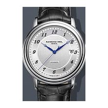 Raymond Weil Maestro Arabic 39.5mm Watch - Silver Dial, Black Leather Strap 2837-STC-05659 Sale Authentic