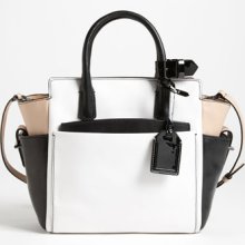 Reed Krakoff 'Atlantique - Mini' Colorblock Leather Satchel Nude/ Black