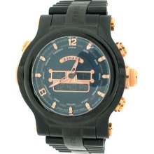 Renato Swiss Quartz Men's T-rex Analog Digital Black-ionic Plated Bracelet Watch