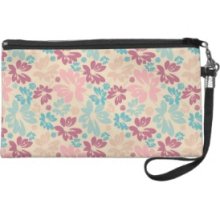 retro pop art colorful flower blossom pattern Wristlet Clutch