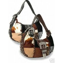 Rhinestone Buckle Patchwork Hobo Handbag