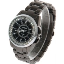 Rhinestone Decoration Round Dial Steel Wrist Watch for Women