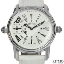 Ritmo Mundo Model 121 White Ladies Swiss Made Dual Time Watch Retail $1,389