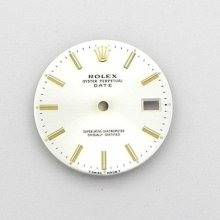 Rolex 15013 Mens White Date Watch Dial With Gold Polished Markers Quickset 23h