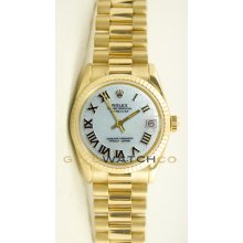 Rolex 31mm Midsize 18K Yellow Gold President Model 68278 MOP Roman Dial