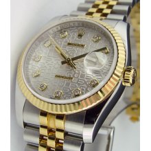 Rolex Datejust 116233 36mm Silver Jubilee Diamond Watch Chest