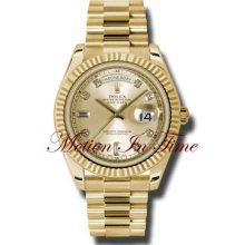 Rolex Day-date Ii 18kt Yellow Gold 41mm President Champagne Diamond Dial 218238
