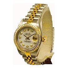 Rolex Ladies Datejust 2-Tone Preowned White MOP/1ct Diamond Bezel