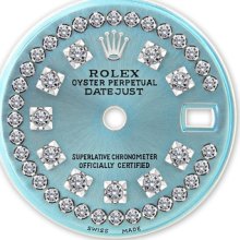 Rolex Ladies Datejust Stainless Steel Ice Blue String Diamond Dial