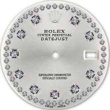 Rolex Mens Datejust Stainless Steel Silver Color String Diamond Accent Dial