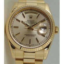 Rolex Mens Gold President Gold Dial 118238 36mm Watchchest
