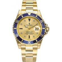 Rolex Oyster Perpetual Submariner Date 18kt Gold with Diamonds and Sapphires Mens Watch 16613-CDO