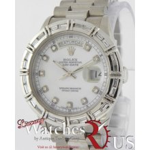 Rolex President 18239 Diamond Baguette Bezel White Diamond Dial