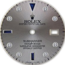 Rolex Submariner Stainless Steel Slate Gray Serti Diamond Sapphire Accent Dial