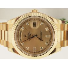 Rolex UNWORN 18k Day-Date II Diamond Dial. PAPERS.