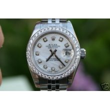 Rolex Watch Ladies 26mm Datejust Diamond Motherof Pearl
