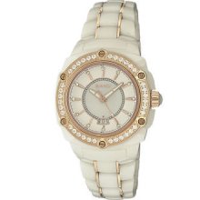 Rose Gold Plated Women's Bianci White Ceramic Watch With Stones B270lwht
