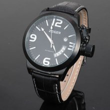 Russian Mens Man Auto Winding Automatic Sport Military Writs Watch Leather Strap
