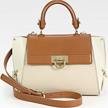 Salvatore Ferragamo Vit Sioux Sofia Colorblock Top Handle Bag - Ivory Tan