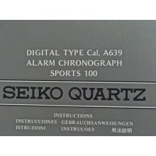 Seiko Instructions Booklet Digital Type Cal. A639 Alarm Chronograph Sports 100