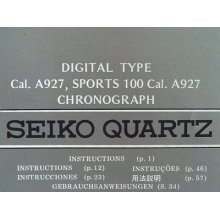 Seiko Instructions Booklet Digital Type Cal. A927,sports 100 Cal.a927 Chronograp