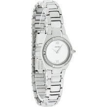 Seiko Quartz Ladies Diamond Silver Dial Stainless Steel Dress Watch Sujf09