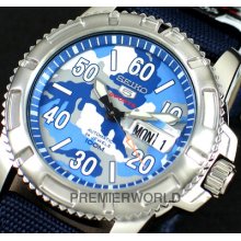Seiko Sports Automatic / Hand Winding Blue Camouflage Tough Band Watch Srp223k2