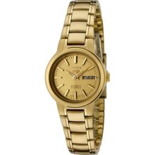 Seiko Womens Syme46 Automatic Gold Dial Gold Tone Stainless Steel Watch