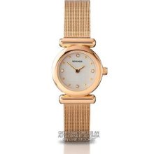 Sekonda Ladies Slim Mesh Bracelet Strap Watch Silver Toned Stone Set Dial - 4888