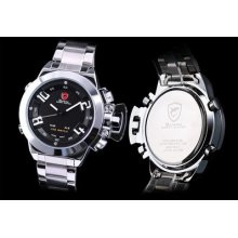 Shark Led Display Date Alarm Analog Men Quartz Sport Wrist Watch Dailyetrade