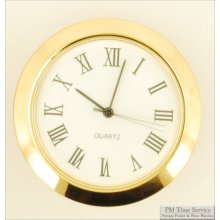 Silcon quartz scarf-clip watch, gold-toned & stainless steel round smooth polish case, white dial, roman numerals