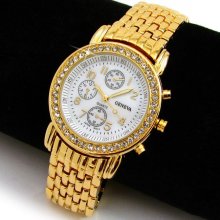 SILVER GENEVA 3D Designer Style Crystal Bezel WATCH - Gold - Metal - 8