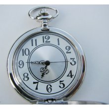 Silvertone Window Pocket Watch - Hand Engraved