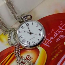 simple roman shine silver Pocket Watch Antique wp101