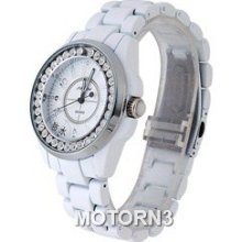 SINOBI Round Dial Men's Analog Watch with Stainless Steel Strap (Whit