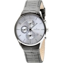Skagen Designs Men's Quartz Watch With Silver Dial Analogue Display And Black Leather Strap 329Xlslc