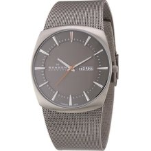 Skagen Men Titanium Grey Dial Watch Round Quartz Movement Water Resistant