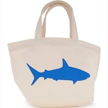 Small Canvas Tote Blue Shark