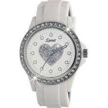 Spirit White Ladies Crystal Bezel Rubber Strap Sports Watch Aspl42