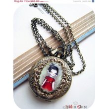 SPRING SALE -- Large Pocket Watch Art Locket -My Captain...we've reached the end of the world- E02