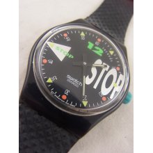 Ssb101 Swatch 1993 Nightshift Stop Classic Black Authentic