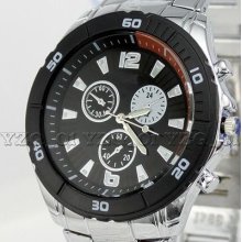 Stainless Steel Band Men's Luxury Quartz Watch Wristwatch Watches Gift Super